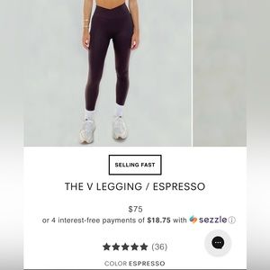 437 espresso V leggings size medium worn 2 times